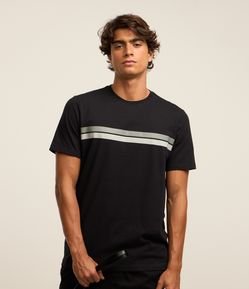 Camiseta Regular em Algodão com Listras