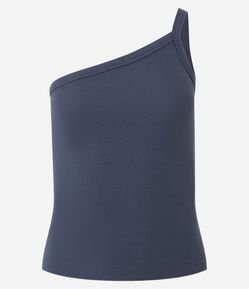Blusa um Ombro só em Ribana com Textura Leve