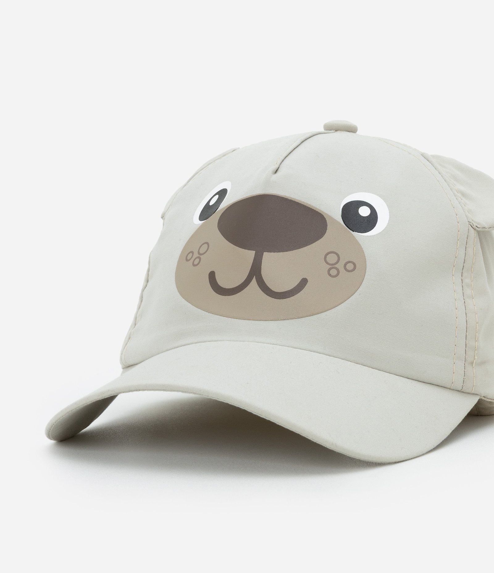 Boné Infantil Aba Curva com Orelhas e Carinha de Urso - Tam Único Bege 4