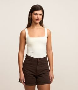 Blusa em Microfibra com Decote quadrado