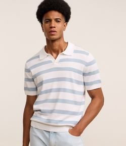 Camisa Regular com Gola Polo Listrada