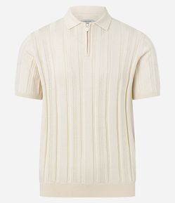 Camisa Gola Polo com Zíper em Algodão Texturizada