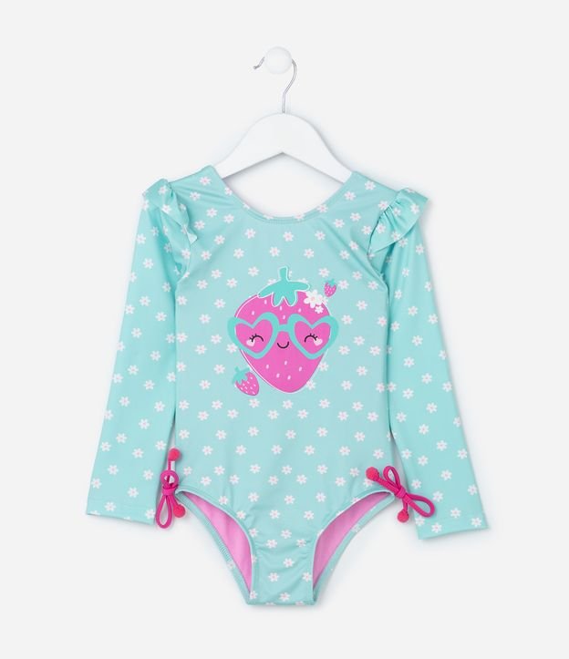 Maiô Infantil com Proteção UV  e Lacinhos Laterais - Tam 1 a 4 Anos