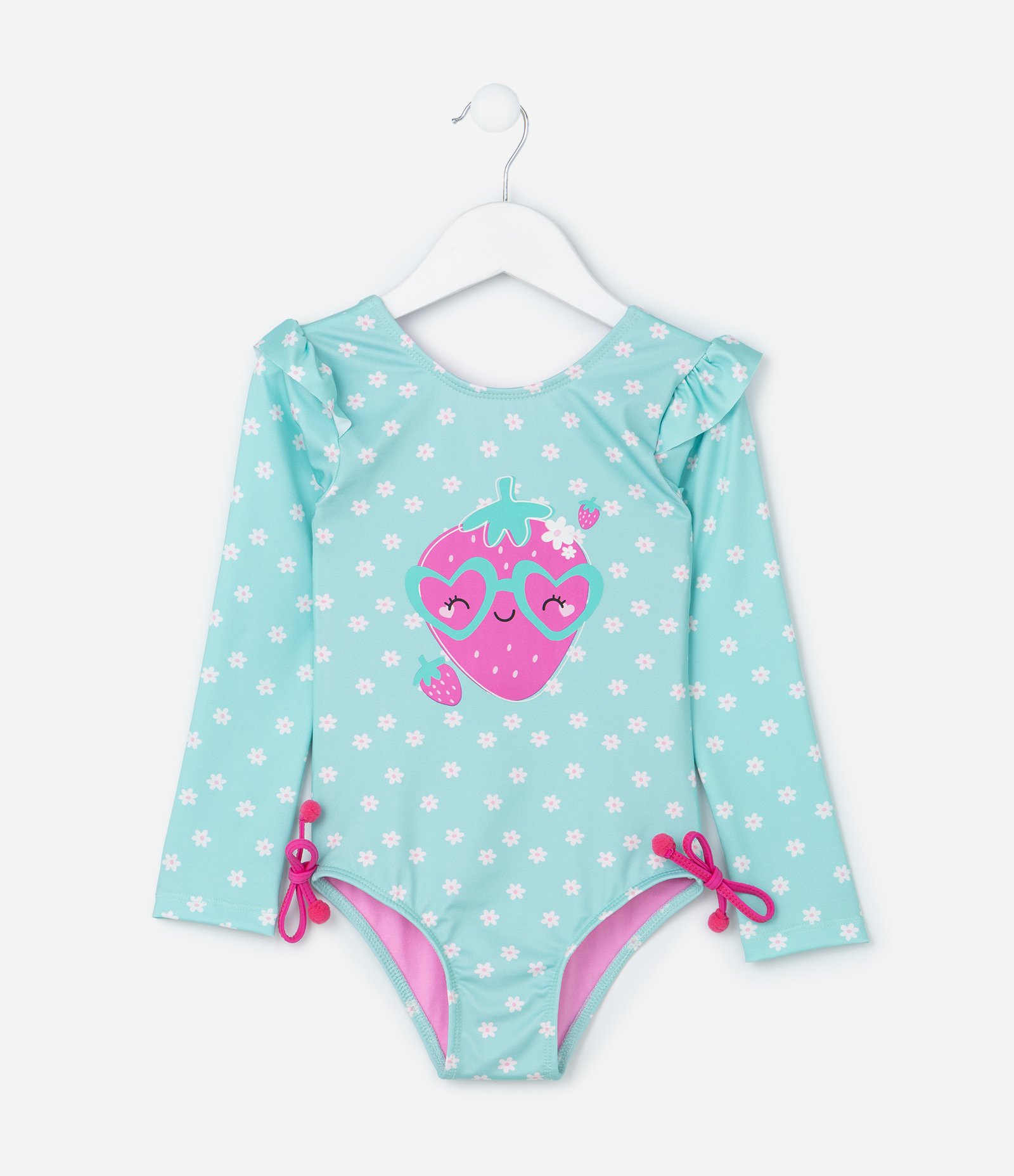 Maiô Infantil com Proteção UV  e Lacinhos Laterais - Tam 1 a 4 Anos Verde 1