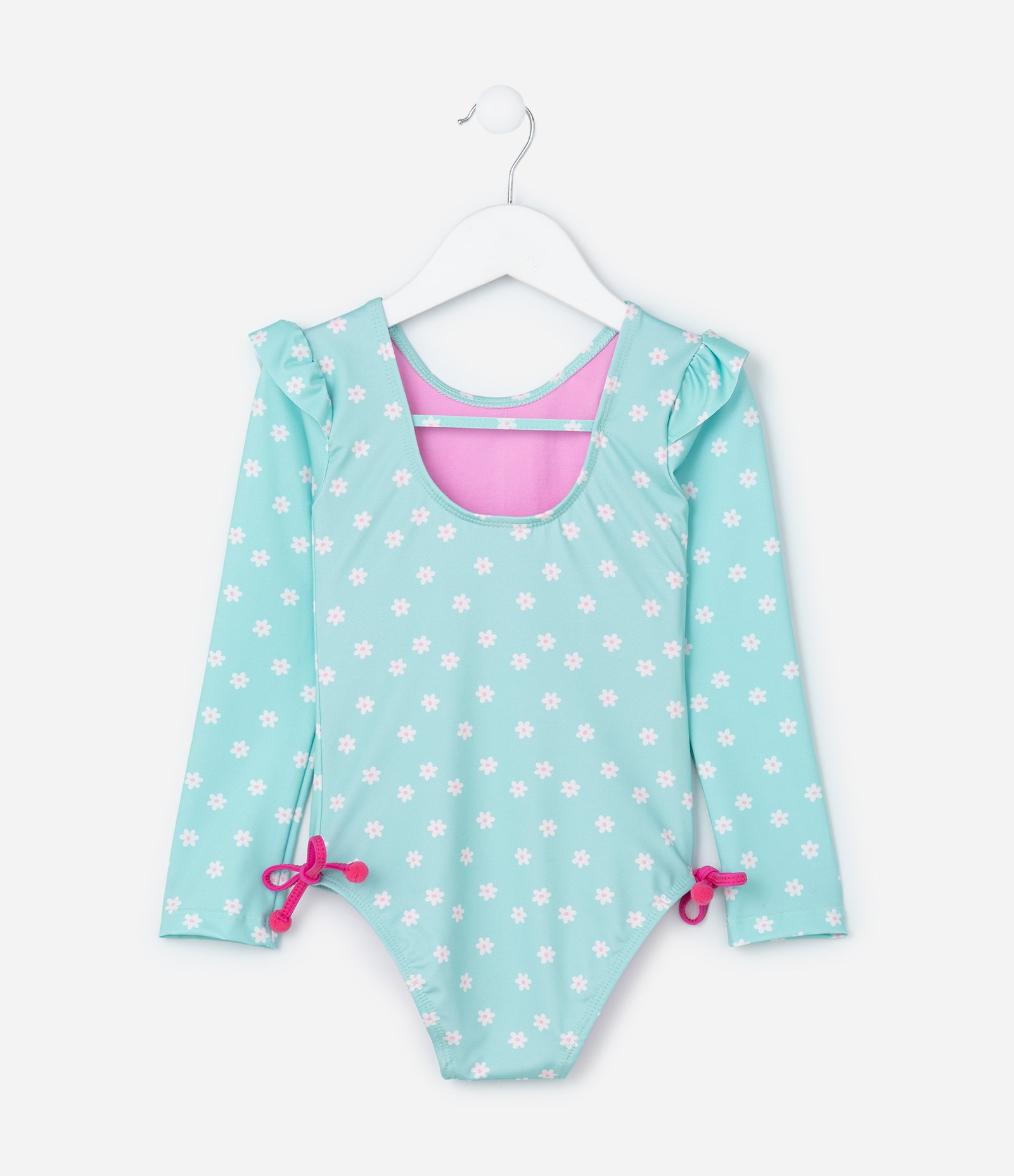 Maiô Infantil com Proteção UV  e Lacinhos Laterais - Tam 1 a 4 Anos Verde 2