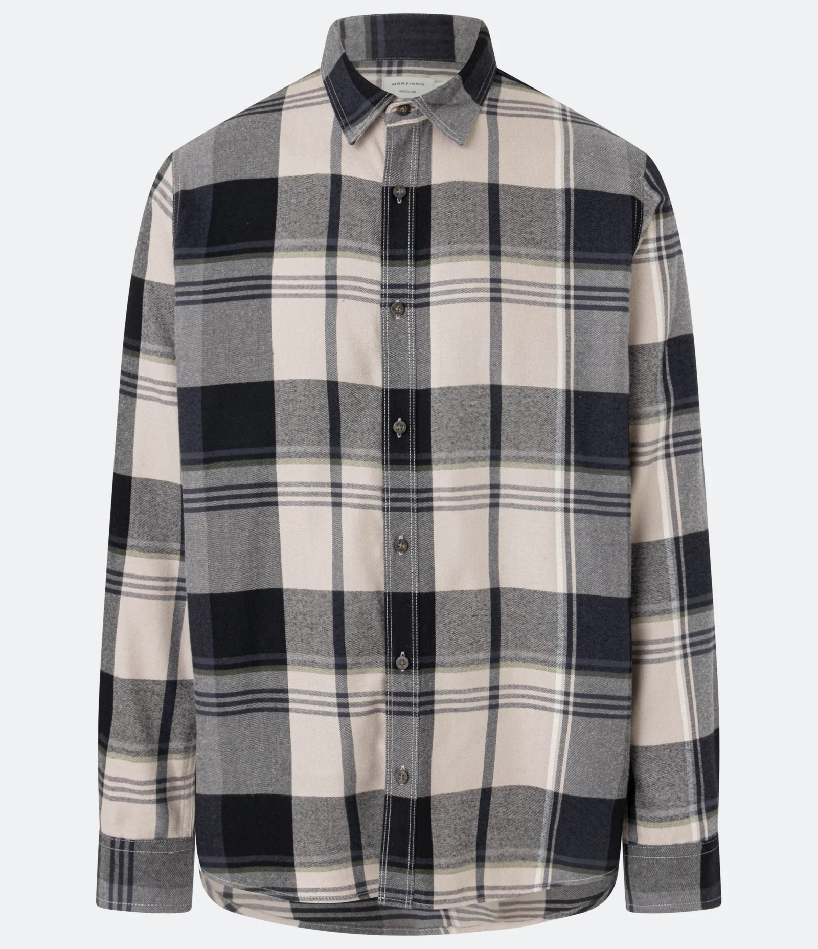 Camisa em Flanela com Manga Longa e Estampa Xadrez Cinza 1