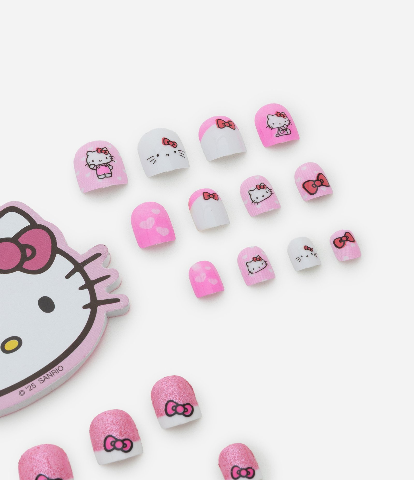Kit de Unhas Postiças Hello Kitty 36 Peças com Lixa Rosa/Branco 2