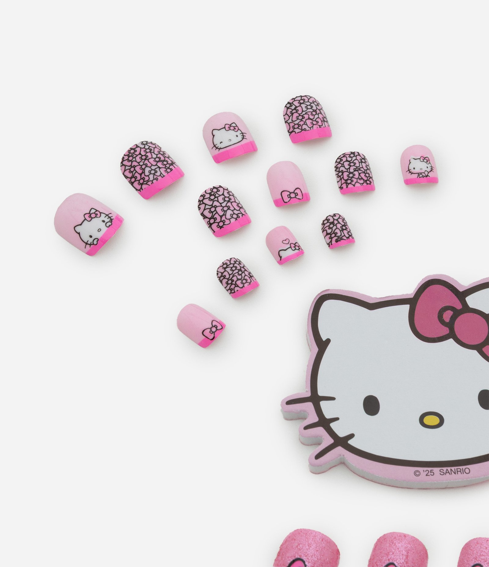 Kit de Unhas Postiças Hello Kitty 36 Peças com Lixa Rosa/Branco 3