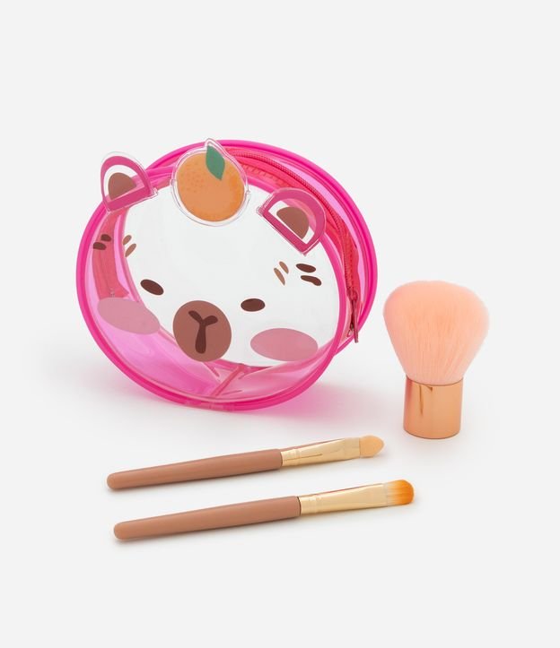 Kit 03 Mini Pincéis de Maquiagem + Nècessaire Capivara