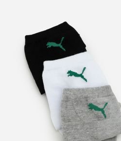 Kit 03 Meias Cano Médio em Algodão com Detalhes Puma