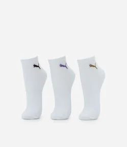 Kit 03 Meias Cano Baixo em Algodão com Detalhes Puma