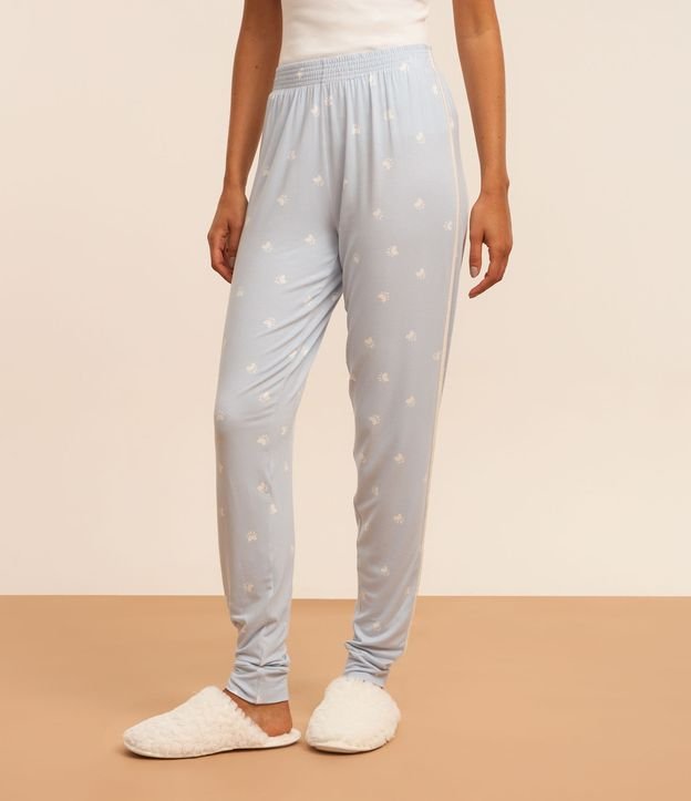 Calça de Pijama em Viscose Estampada de Patinhas