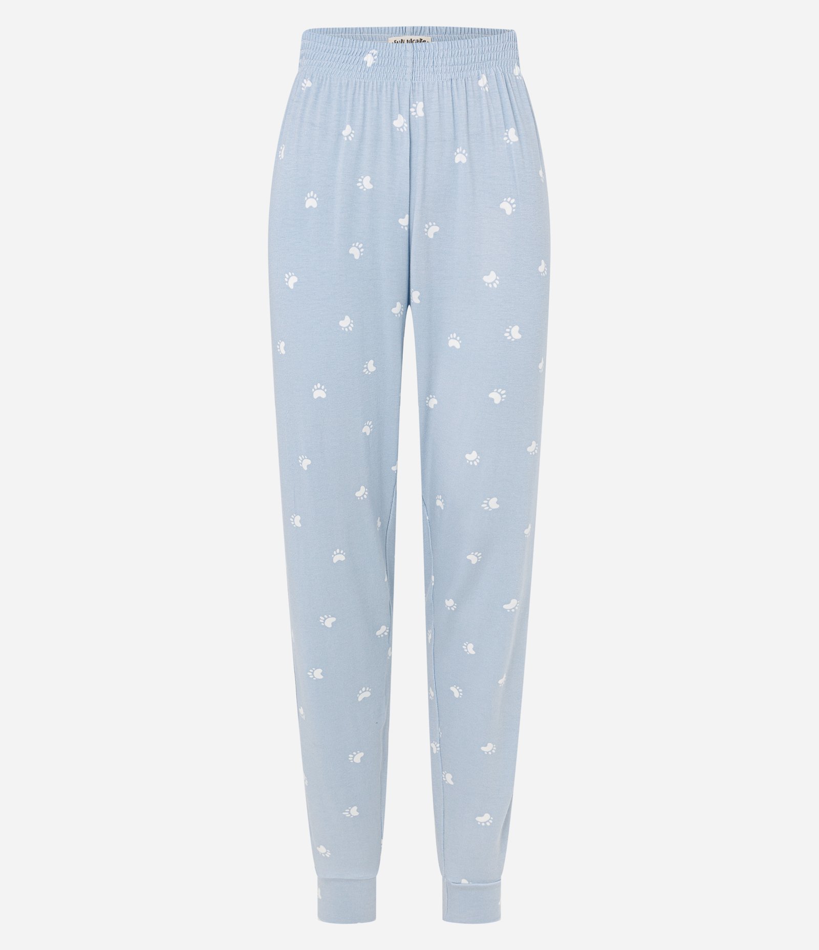 Calça de Pijama em Viscose Estampada de Patinhas Azul 5