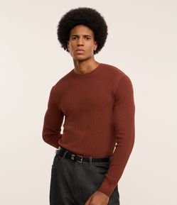 Suéter em Malha com Textura Xadrez Grid