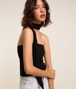 Blusa sem Manga em Ribana com Gola Lenço