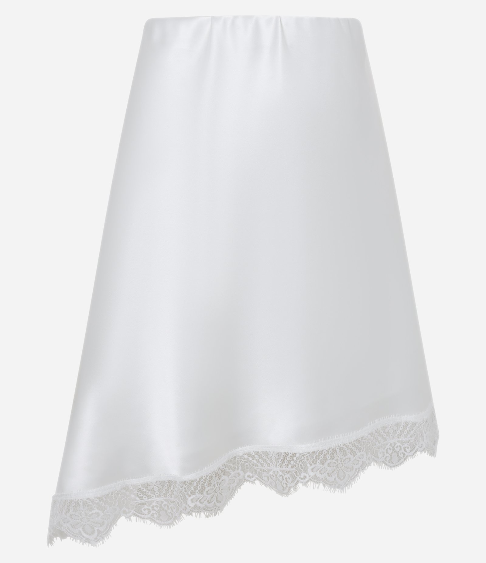 Saia Curta em Cetim com Renda na Barra Assimétrica Prata 6