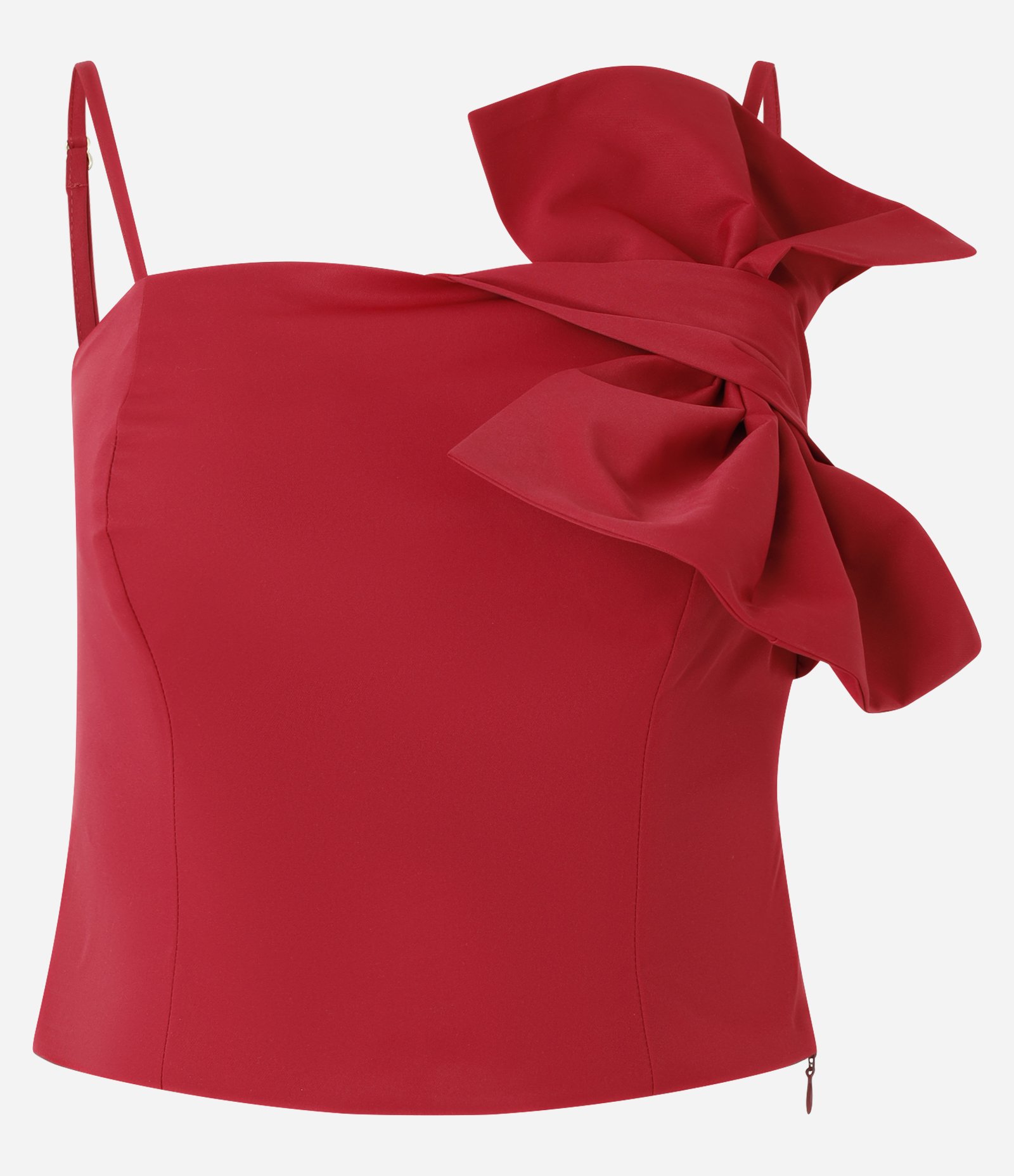 Blusa Curta em Tecido Tecnológico com Laço Grande Vermelho 5