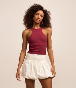 Blusa Regata em Ribana com Gola Halter e Cava Profunda