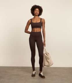 Calça Esportiva Legging em Microfibra com Cós Alto