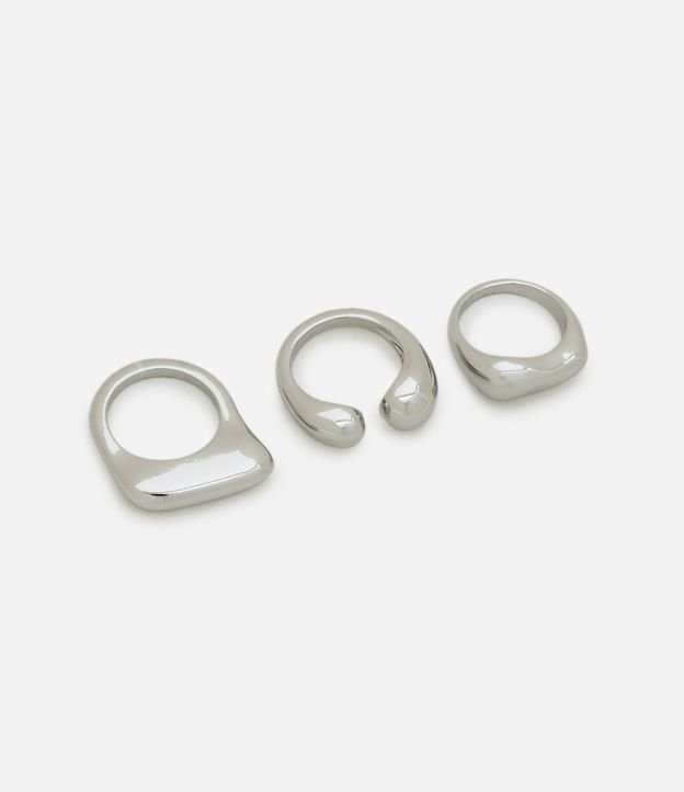 Kit 03 Anéis de Metal em Diversas Formas