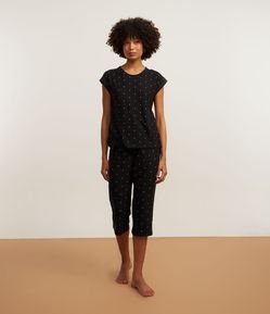 Pijama Capri em Peach Touch Estampado Poá