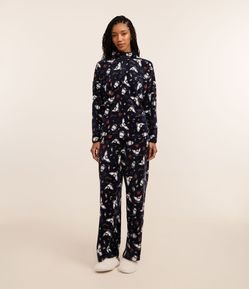 Pijama Longo em Fleece com Estampa Coruja Edwiges Harry Potter