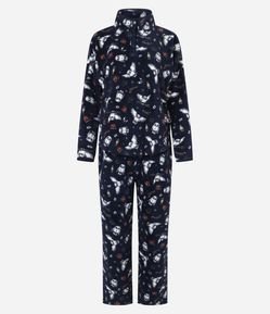 Pijama Longo em Fleece com Estampa Coruja Edwiges Harry Potter