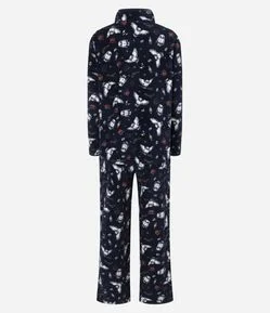 Pijama Longo em Fleece com Estampa Coruja Edwiges Harry Potter
