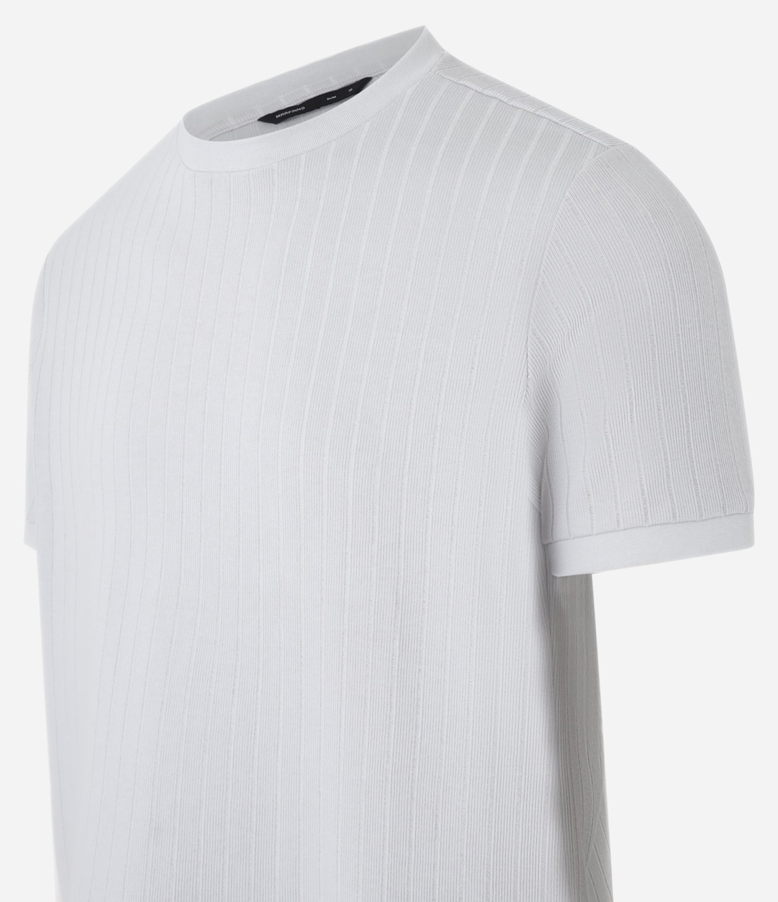 Camiseta Slim em Algodão com Textura Canelada Cinza 6