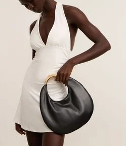 Bolsa Pequena em PU com Alça de Mão em Metal