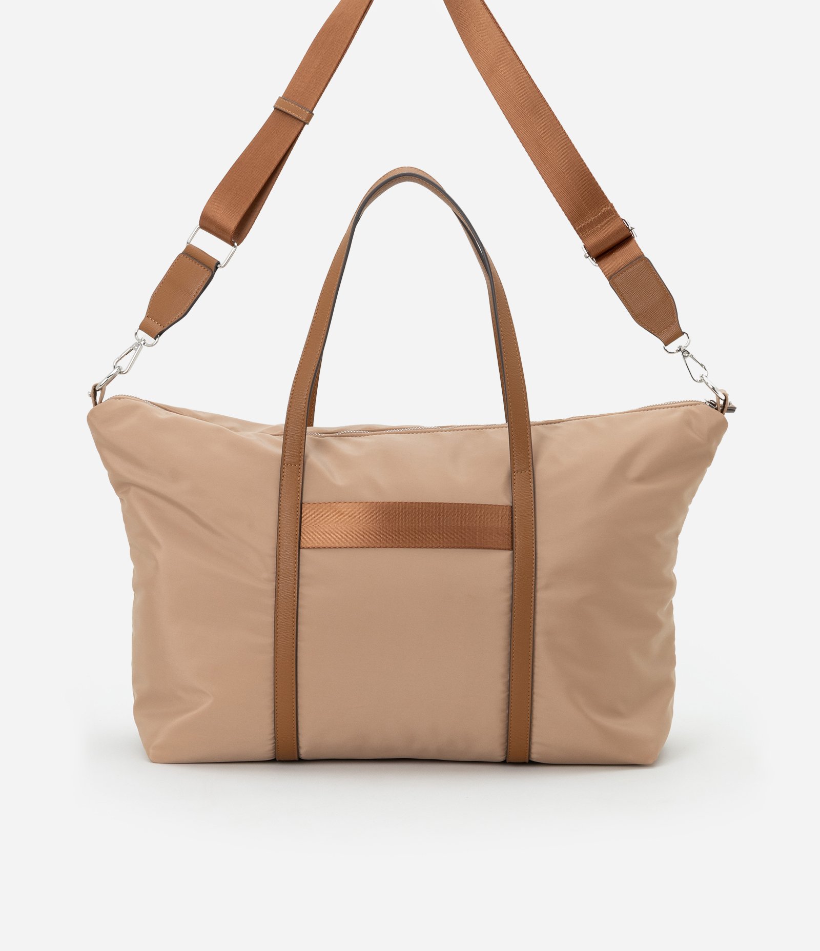Bolsa Mala Grande com Textura Matelassê Bege 3