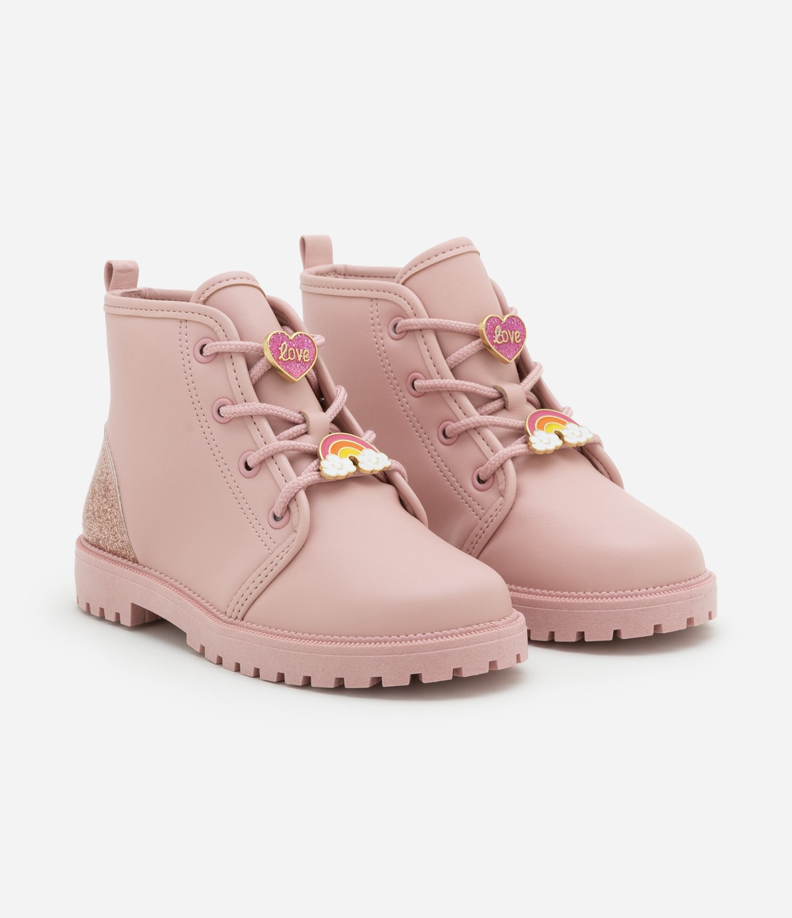 Bota Infantil em PU com Detalhes de Patch - Tam 20 ao 25 Rosa 1