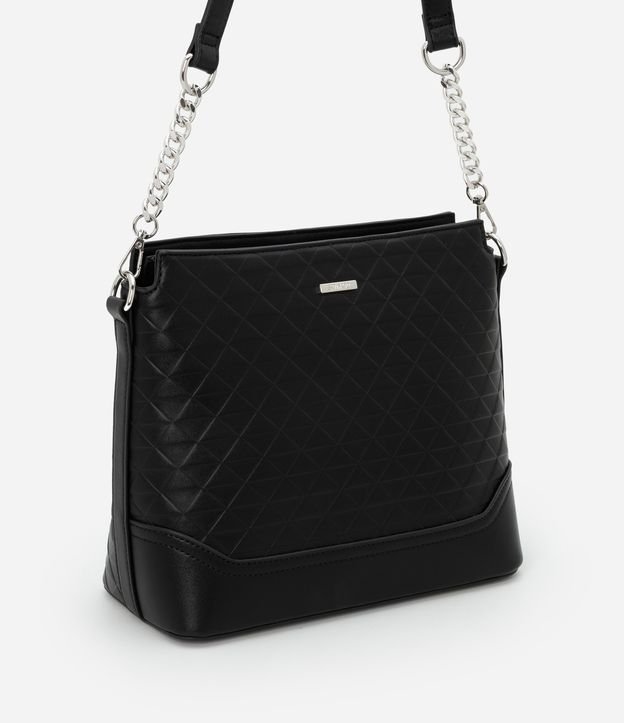 Bolsa Média em PU com Alça Transversal e Detalhe de Corrente