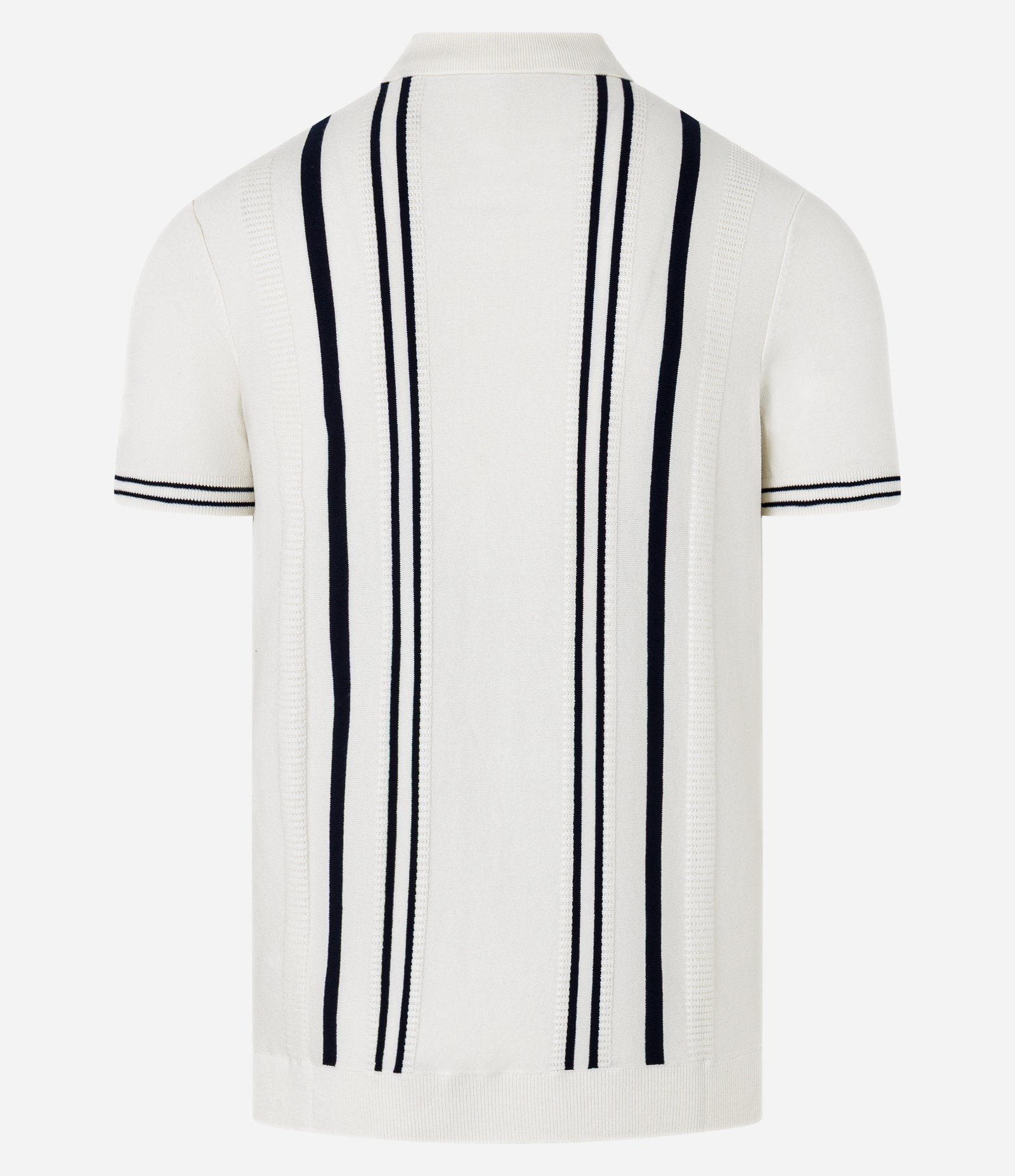Camisa Polo Slim em Tricô com Estampa Listrada e Zíper na Gola Bege 11