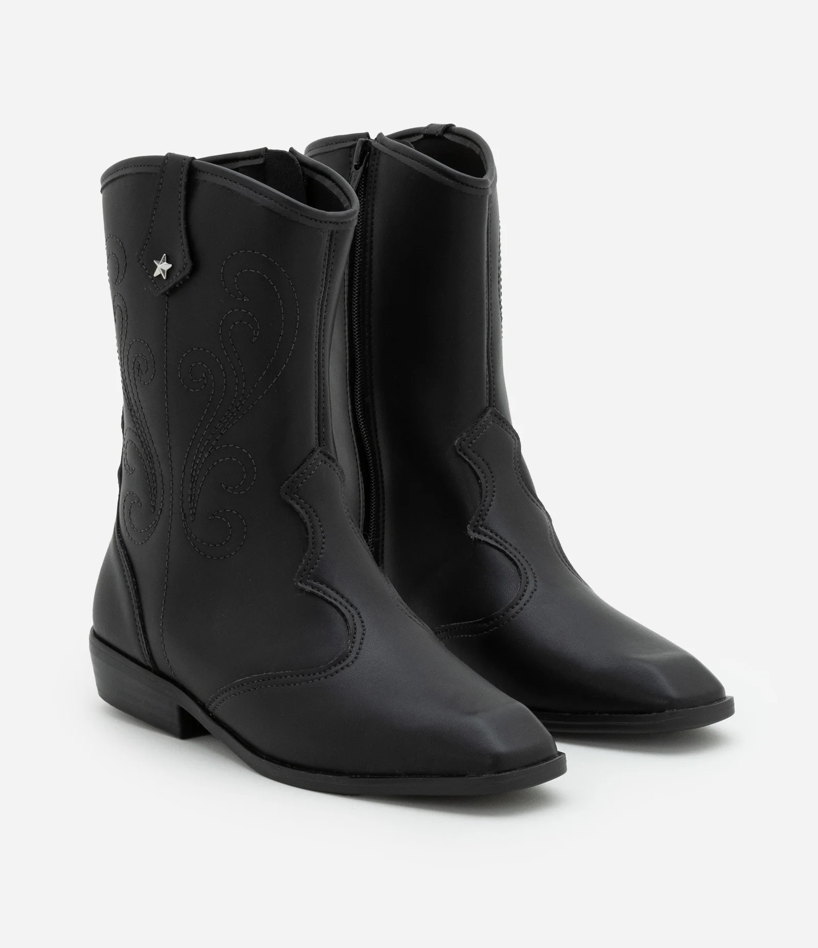 Bota Western Infantil em PU com Recortes Molekinha - Tam 26 a 36 Preto 1