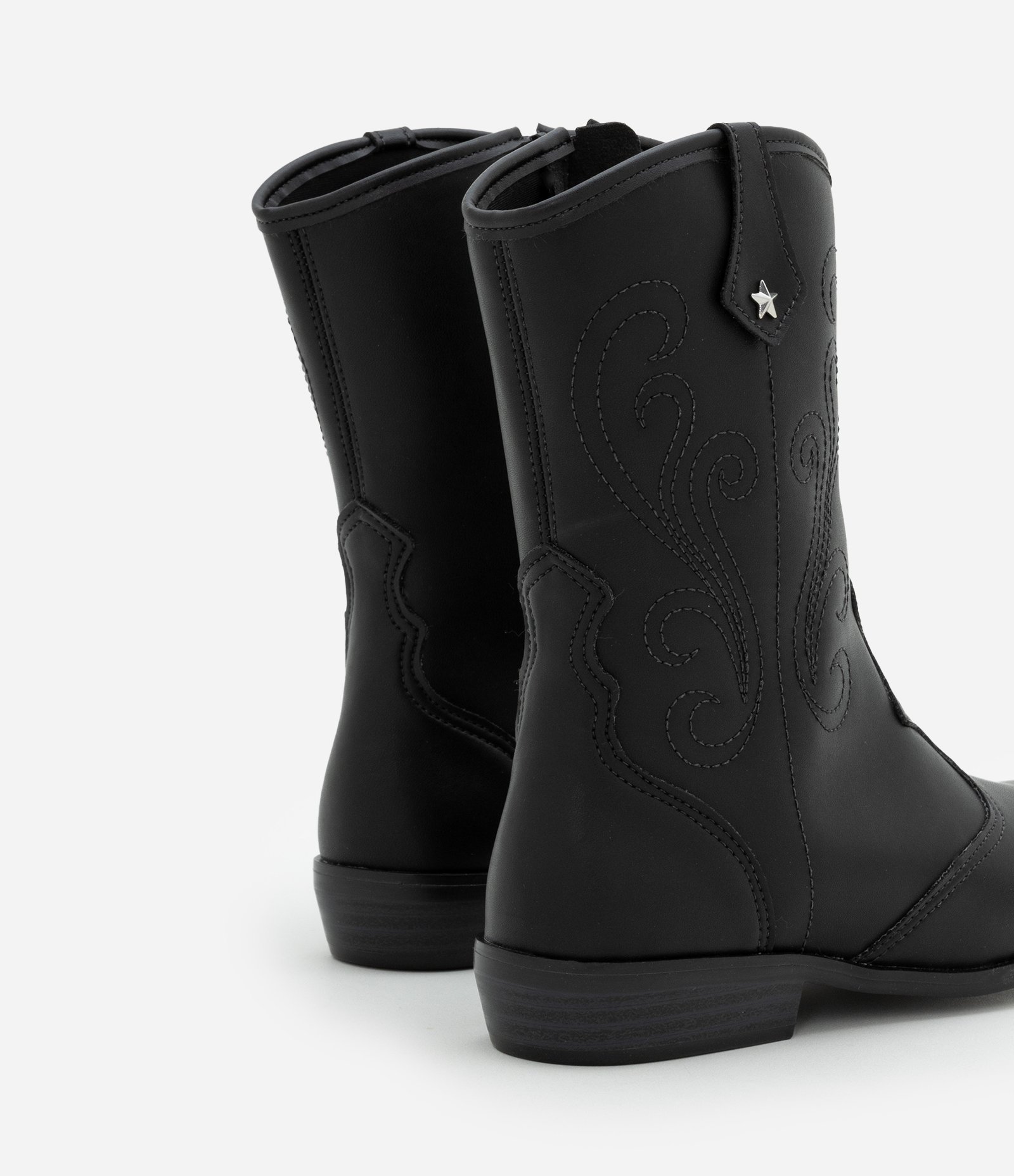 Bota Western Infantil em PU com Recortes Molekinha - Tam 26 a 36 Preto 2