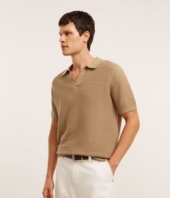 Camisa Polo Regular em Tricô com Textura
