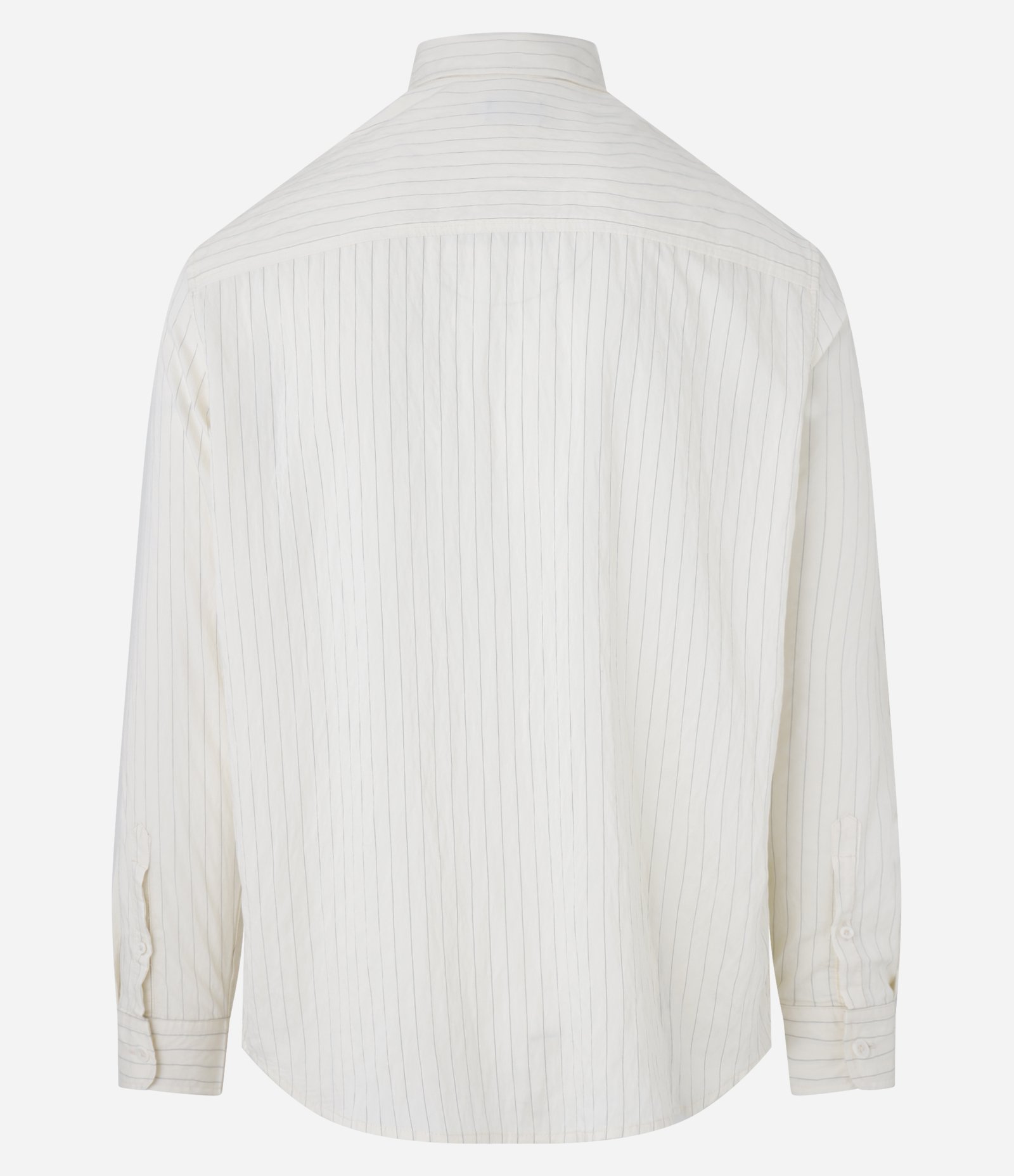 Camisa Comfort em Viscose com Estampa de Listras e Bolso Off White 7