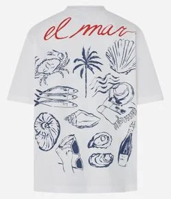Camiseta Alongada em Algodão com Estampa Frente e Costas El Mar