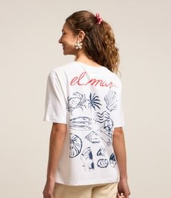 Camiseta Alongada em Algodão com Estampa Frente e Costas El Mar