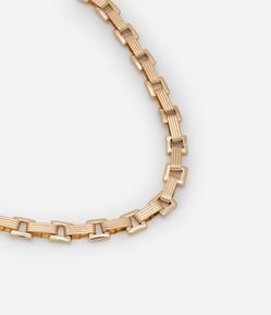 Colar Curto em Metal com Elos Quadrados