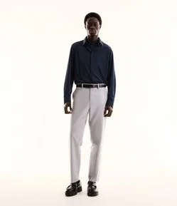 Calça Slim em Alfaiataria Com Passante e Bolso
