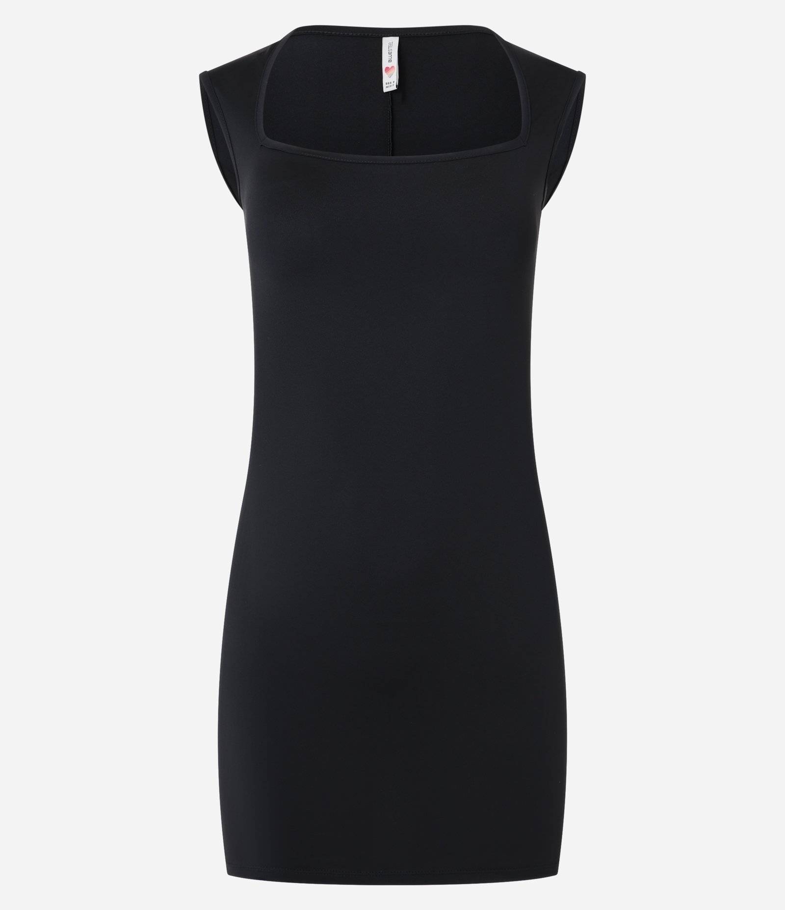 Vestido Curto em Microfibra com Decote Quadrado Preto 4