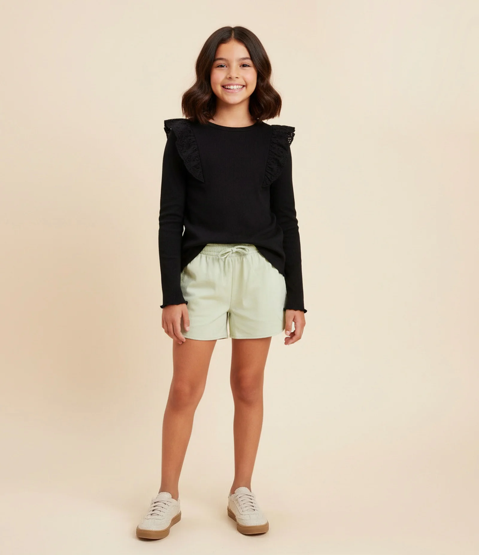 Short Runner Infantil em Microfibra com Amarração - Tam 5 a 14 Anos Verde 1
