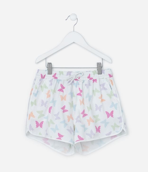 Short Runner Infantil com Estampa Borboletas - Tam 5 a 14 Anos