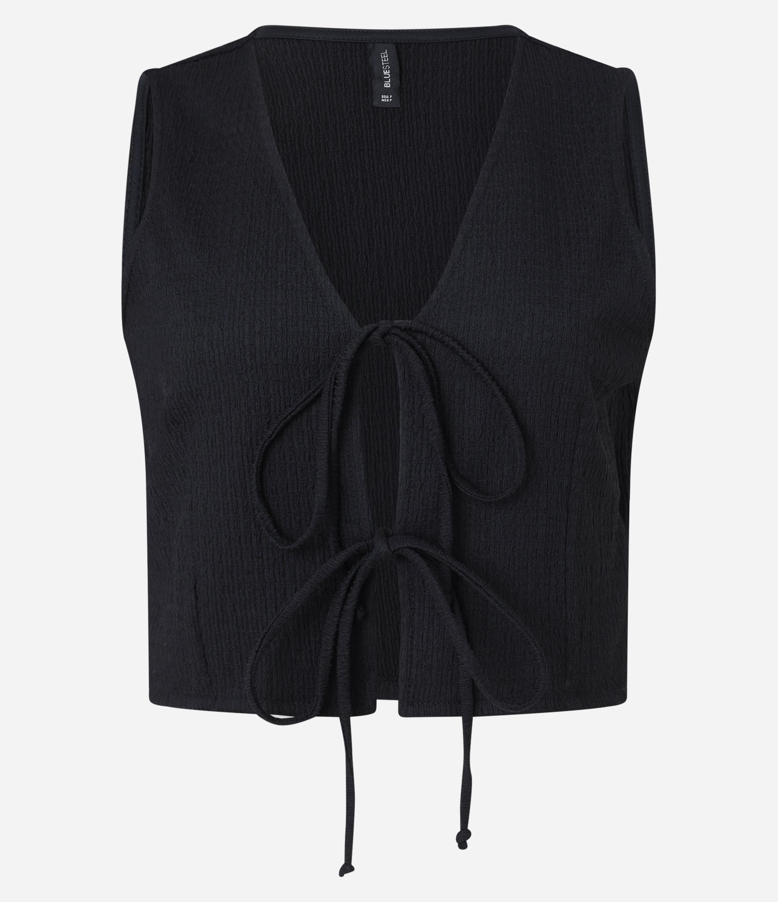 Blusa Colete com Abertura e Amarração Frontal Preto 4