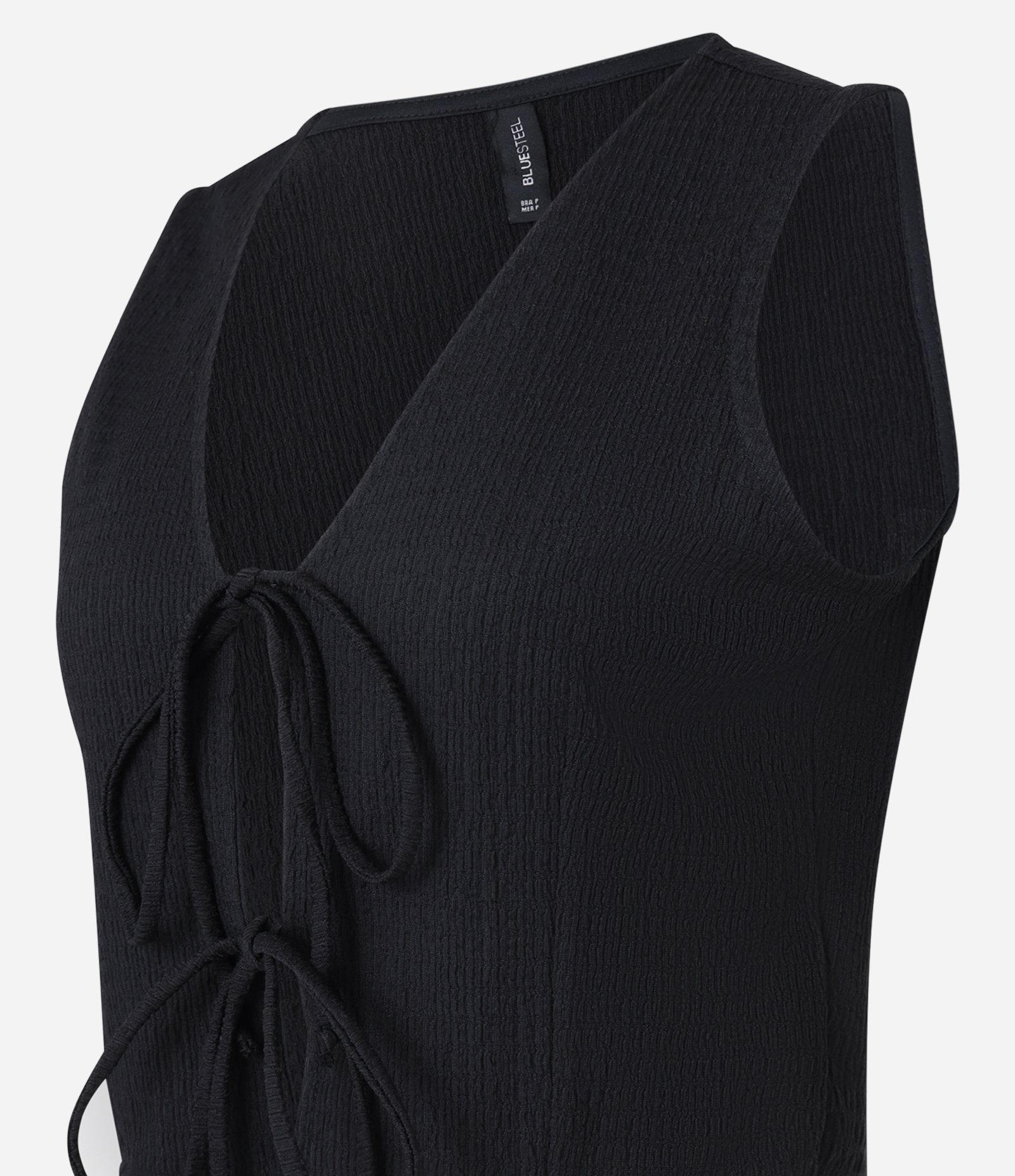 Blusa Colete com Abertura e Amarração Frontal Preto 5