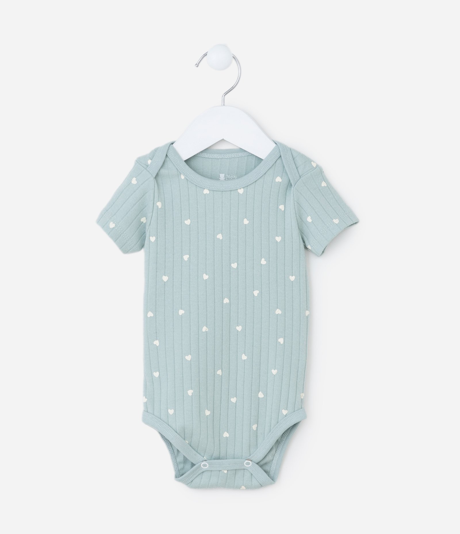 Body Infantil Canelado com Estampa Corações - Tam 0 a 18 meses Azul 1
