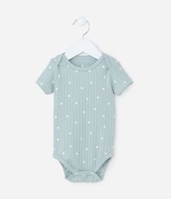 Body Infantil Canelado com Estampa Corações - Tam 0 a 18 meses