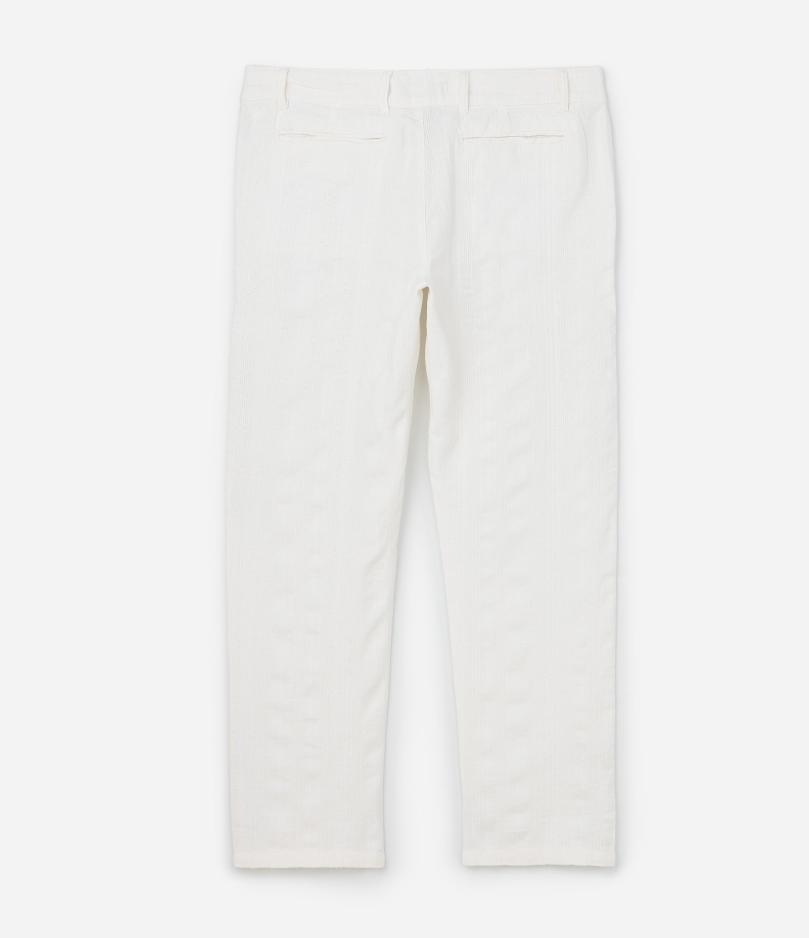 Calça Texturizada com Falsa Listra e Cós Fixo Branco 7